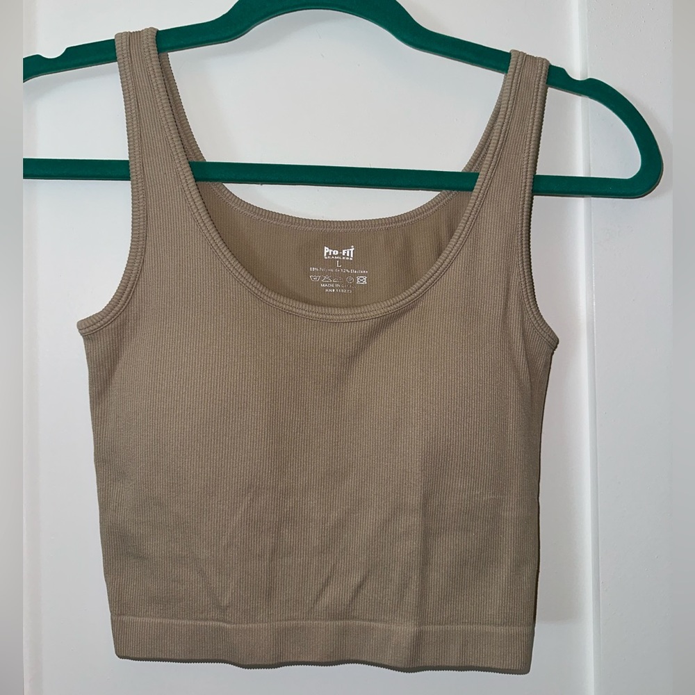 Tan Sports Bra/Shirt, Size Large